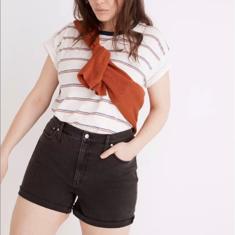 High-Rise Denim Shorts in Lunar Wash - Raw Hem Edition
